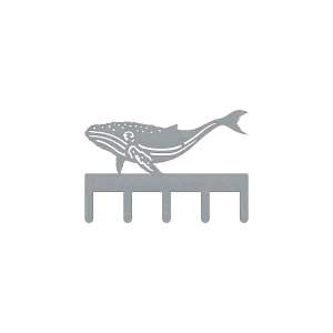 Humpback Whale Steel Coat Rack with 5 Hooks